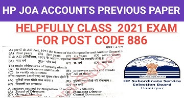 HP joa accounts previous paper || Helpful class post code 886 accounts || 2021 exam | GK C9 GURU