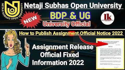 NSOU BDP & UG Assignment Release Related Information 2022 // BDP & UG Assignment Related Update 2022