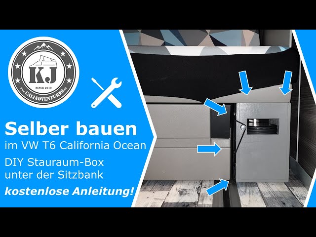 Build it yourself in the VW T6 California Ocean - DIY storage space box  under the bench 