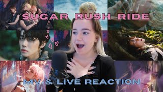 reacting to txt's 'sugar rush ride' mv and live performance (i don't think what they did was legal)