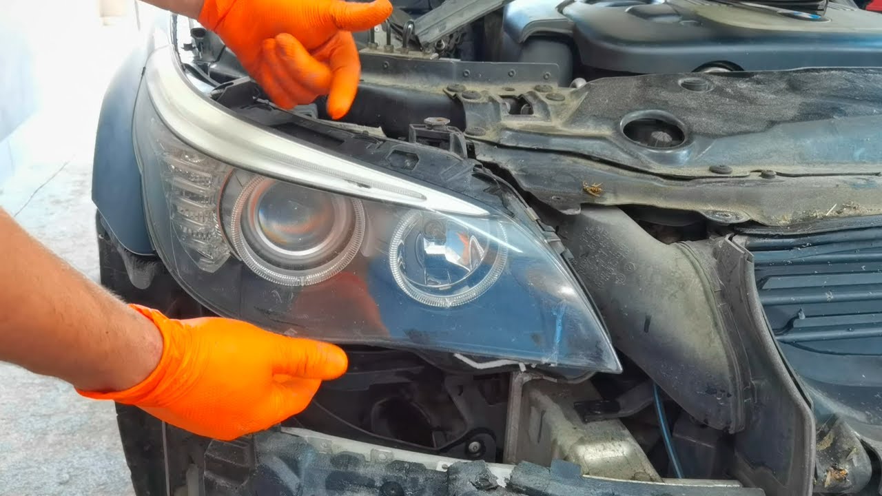 BMW E60 5 SERIES HEADLIGHTS REMOVAL - YouTube