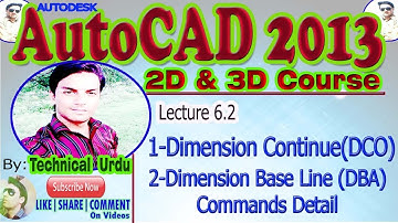 AutoCAD(2013) Complete Course Lecture 6.2 || Continue Dim & Base line Dimension nd DimSpace