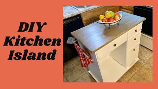 DIY Kitchen Island from a Thrifted Desk (before and after )