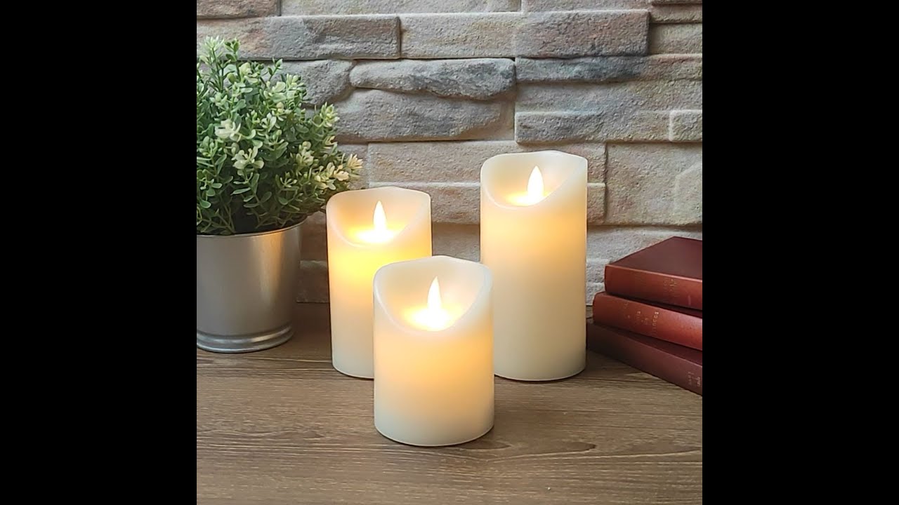 Lot de 3 bougies LED Flamme Vacillante blanc chaud avec Télécommande