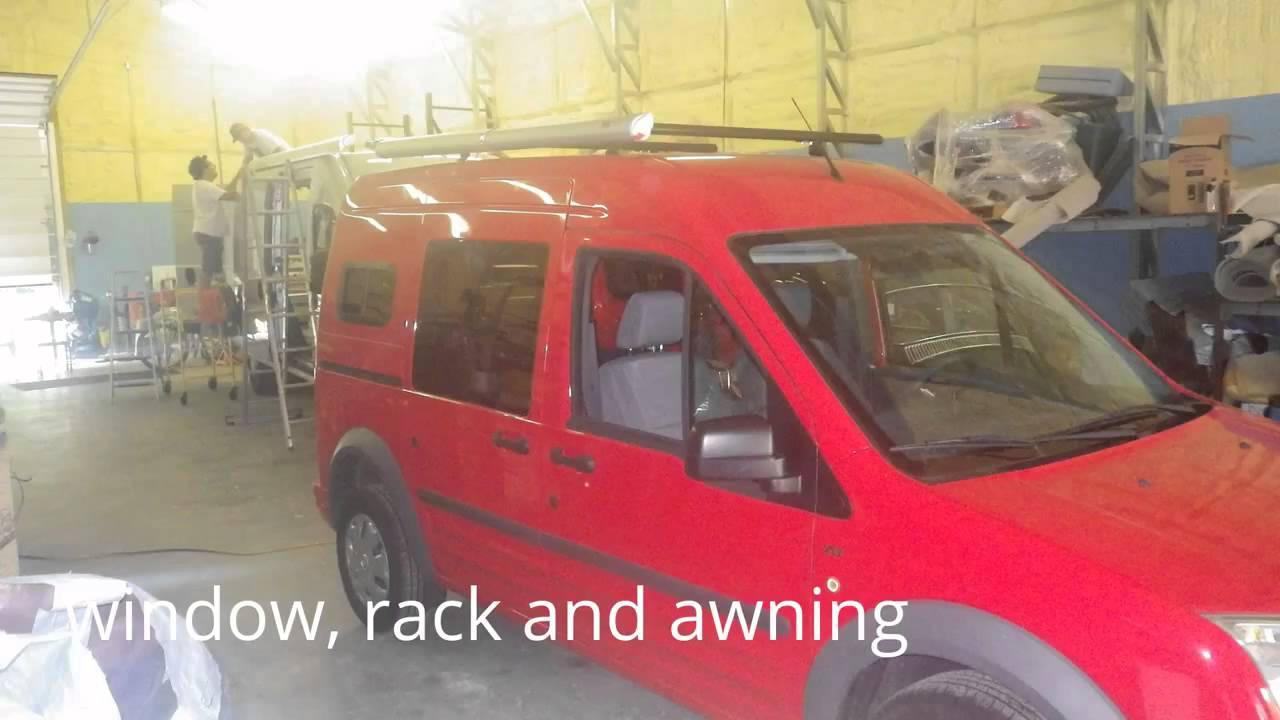 Red Hot Ford Transit Connect Camper Conversion Window And Awning