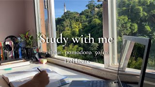 STUDY WITH ME - 1 HOUR | Pomodoro 50/10 | Lofi beats | sunny day ☀️