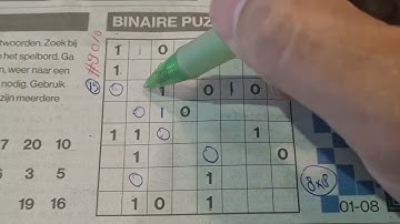 Thursday. Bonus Extra edition. (#9010) Binary01 Sudoku puzzle.  08-01-2024 Extra part 3 of 4