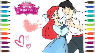 Disney Princesses Couples Coloring Page | Ariel and Prince Eric | The Little Mermaid Coloring Page
