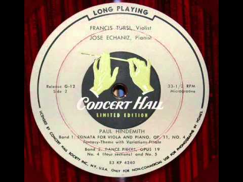 Paul Hindemith / José Echániz: Dance Pieces, Op. 19, No. 4 And No. 5 - 1953 Recording
