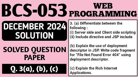 P3- 3(a), (b), (c) | BCS 053 Dec 2024 Solution | BCS53 Solved Question Paper | BCS053 Important Ques