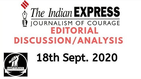 18th September 2020 | Gargi Classes Indian Express Editorial Analysis/Discussion