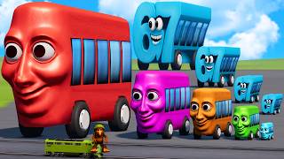 Big & Small Colors Tung Tung Sahur Bus Vs 67 Six Seven Bus Vs Brr Brr Trains Beamng.drive