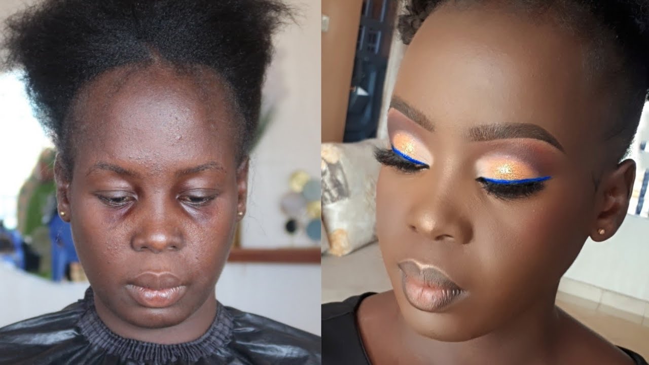 SHE WAS TRANSFORMED!!!! HOW TO DO A FULL FACE MAKEUP ON DARK SKIN YouTube