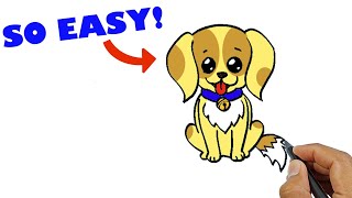 how to draw a dog sitting down step by step easy version easy drawings