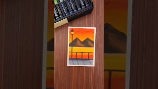 ✨ Easy Sunset Mountain Scenery Drawing with Oil Pastels | Satisfying Art