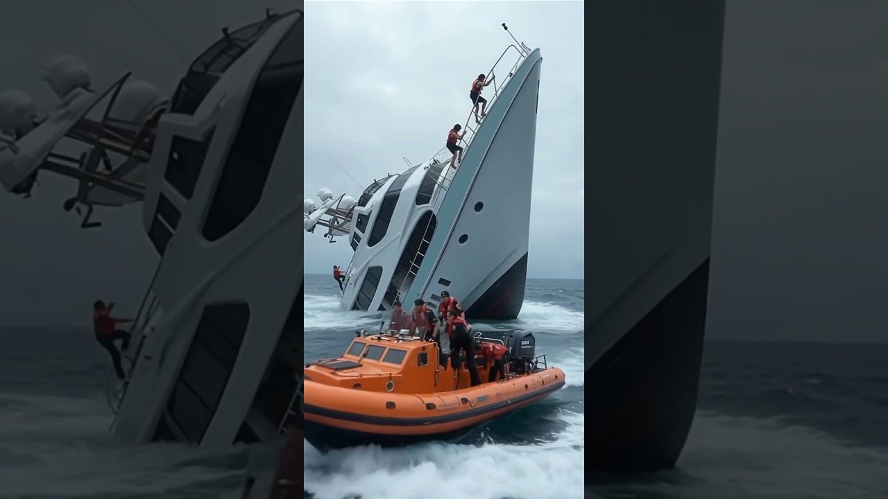 No Grip, No Hope: Passengers Slide Off the Deck as Ship Tilts Wildly!