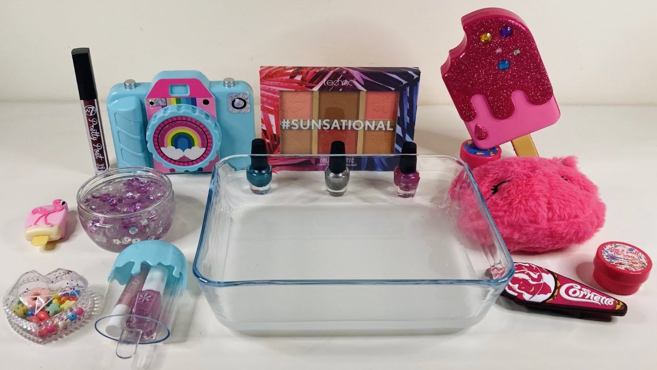 Mixing “Random things into slime” Makeup, Parts into slime, Satisfying