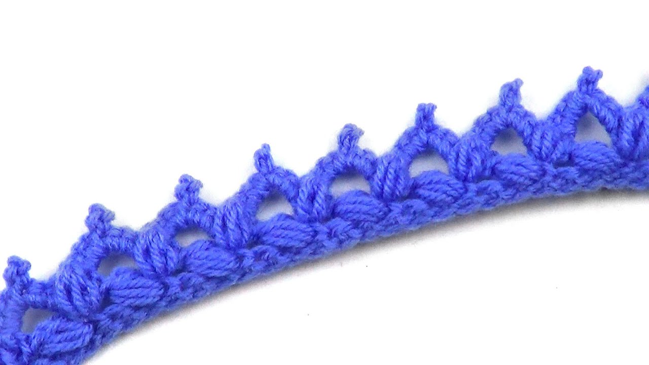 Зубчатая кайма с пышными столбиками 2   Serrated border with puff stitches