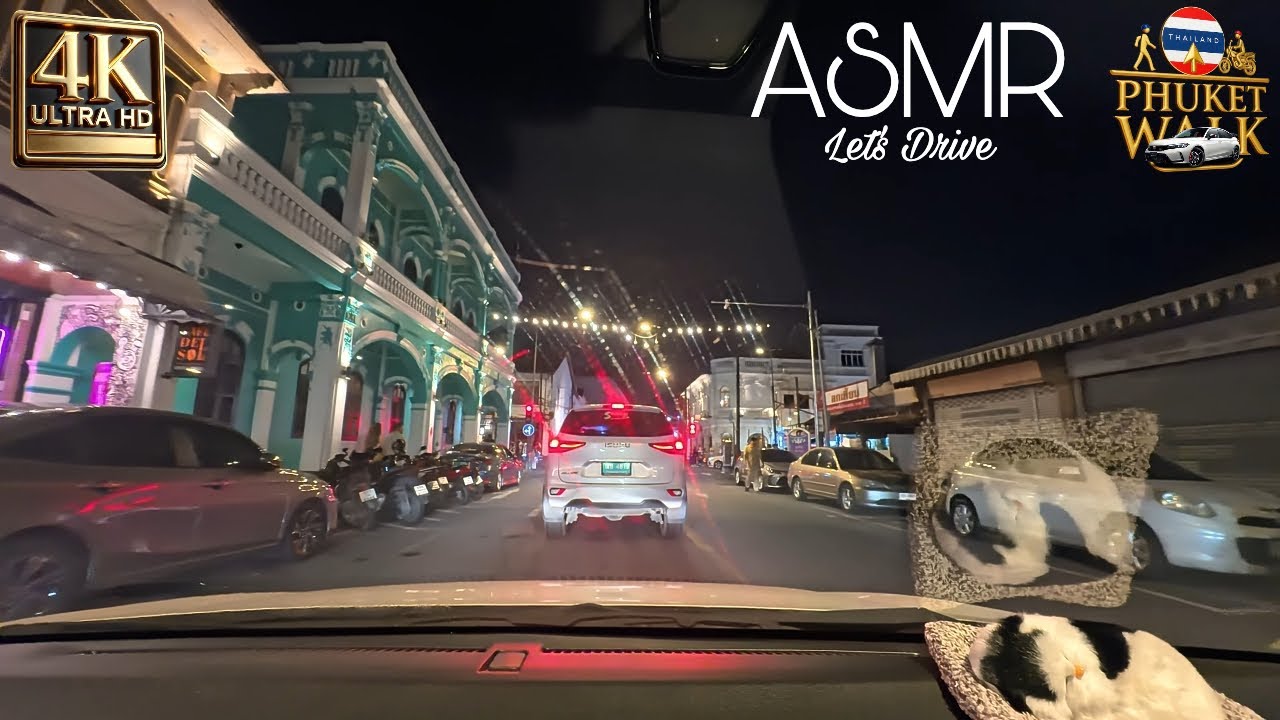 Thailand ASMR 4K Drive • Road to Phuket Town at Night | Relaxing Evening Island Vibes