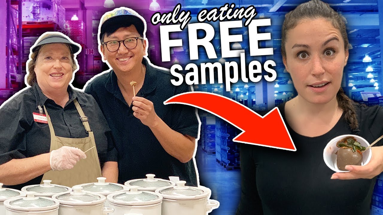 Only Eating FREE SAMPLES for 24 HOURS  // Girls VS Boys | HellthyJunkFood