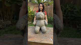 Turn a Teddy Bear Into Beautiful DIY Garden Decor 🧸🌹🌿 #fyp #viralvideo