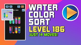 Water Color Sort Level 186 Walkthrough [14 Moves!]