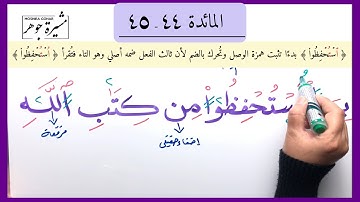 💢(١٩) المائدة الآية (٤٤-٤٥) كيف نبدأ ( استحفظوا )ووصل (تخشوا) والوقف(النفس ؛العين؛الأنف؛الأذن؛السن )