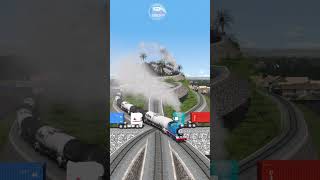 CRAZY truck crashes at the intersection of highspeed trains and steam train #train #railway #shorts