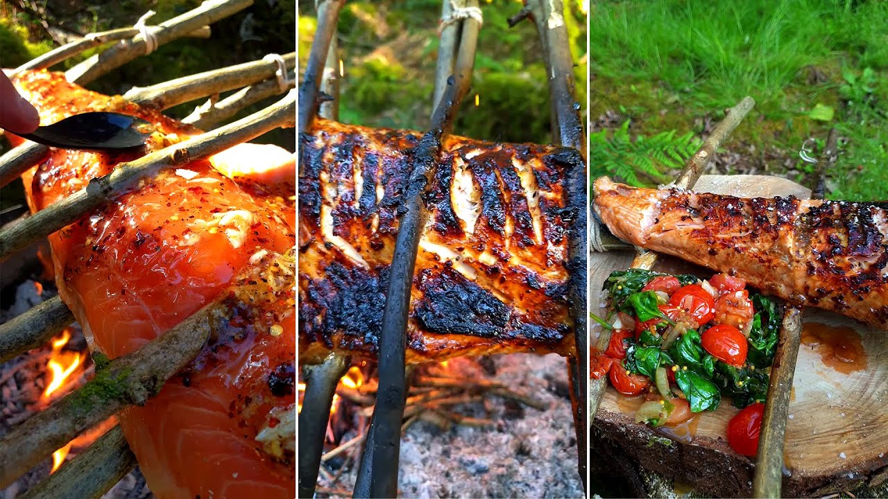 Whole Salmon Fillet Recipe ?? Bushcraft Salmon