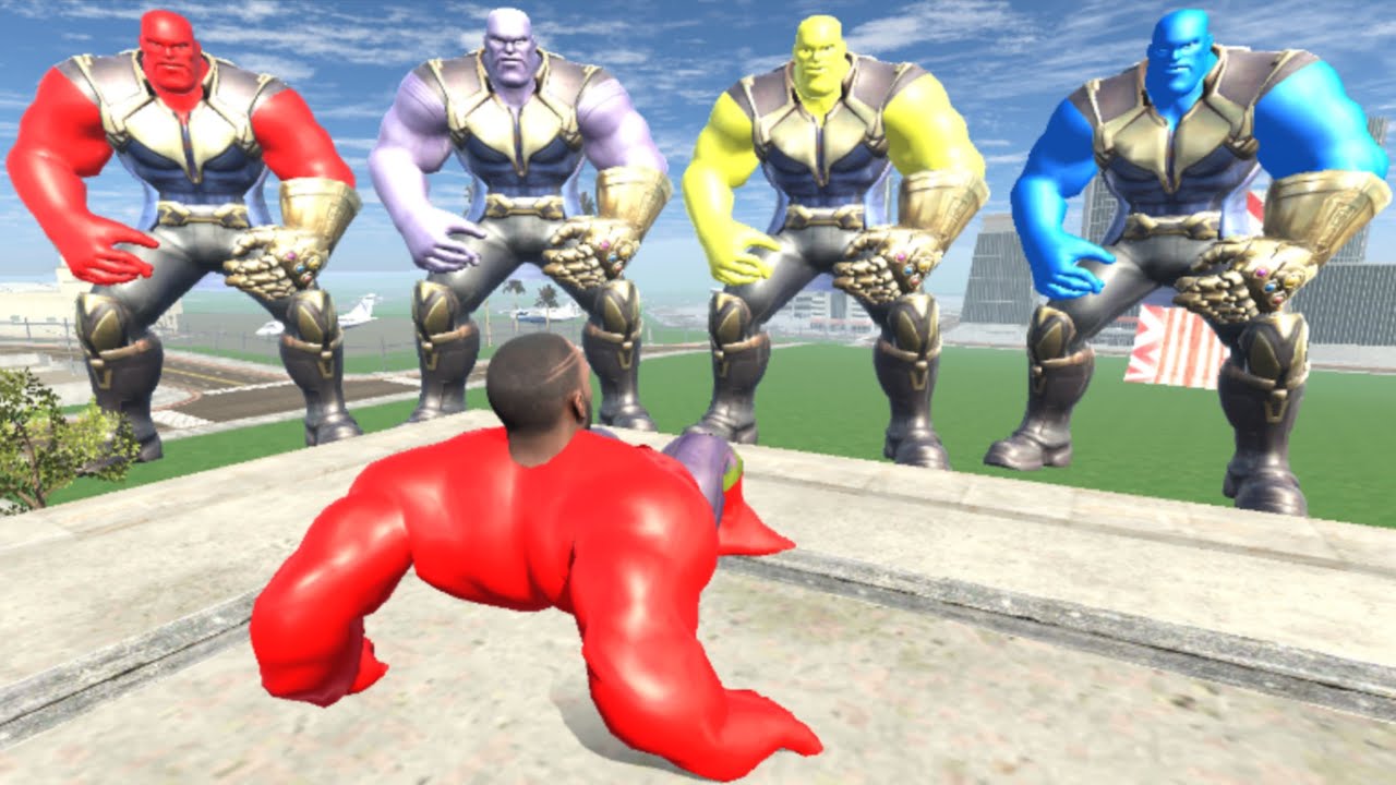 Franklin Red Hulk Saving His House From Thanos - INDIAN BIKES DRIVING 3D