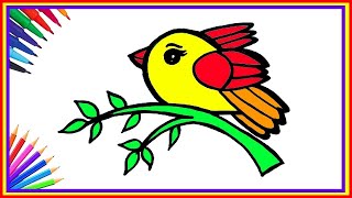 Easy Bird  Drawing and Colouring | Easy Drawing | Coloring Pages | Cool Drawing Ideas