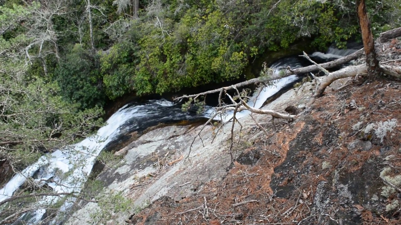 The view from the top of Flat Creek Falls near Lake Toxaway, North Carolina