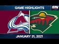 NHL Game Highlights | Avalanche vs. Wild - Jan. 31, 2021