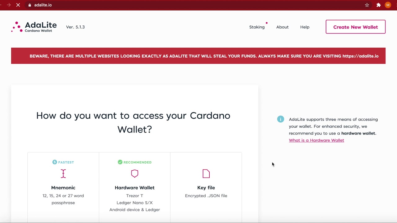 Ledger Nano S / X 3. parti cüzdan uygulamaları - Cardano (ADA)