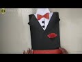 Texudo card for him| white black red theme card| hand made paper craft