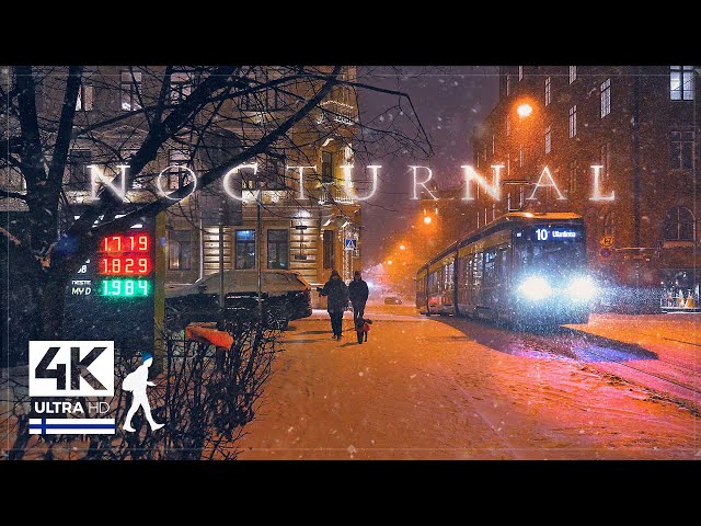 Travel vlog - Snowfall Walk in Central Helsinki, Finland 2026 - Slow TV 4K