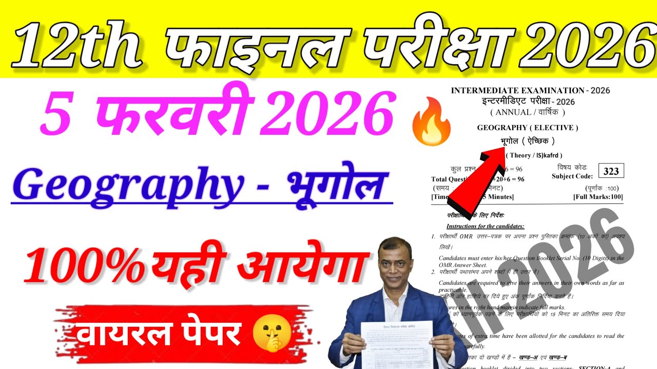Geography Class 12 Important ObjectiveQuestions 2026|Day-1|GeographyImportant Question Answer 2026
