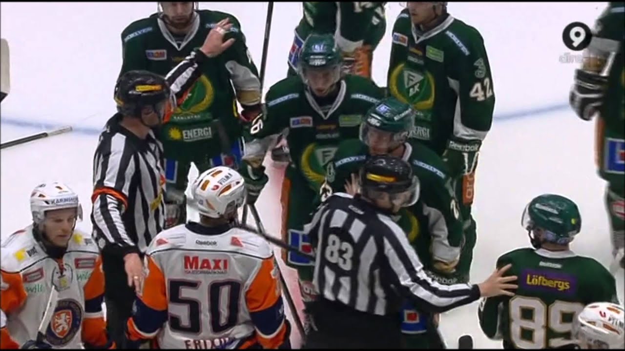 Bråk efter matchen, semi 4 Färjestad-Växjö