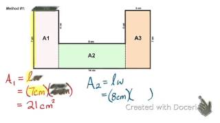 This video quickly summarizes how to find the area of a composite
figure made up 3-rectangles.this fits well with grade 9 applied mfm1p
and academic m...