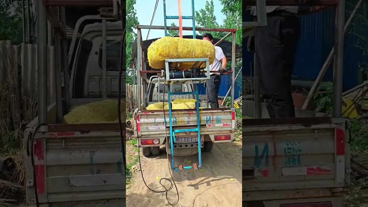 Belt-type automatic straw loader, a magical tool for loading straw bales and wheat straw bales,