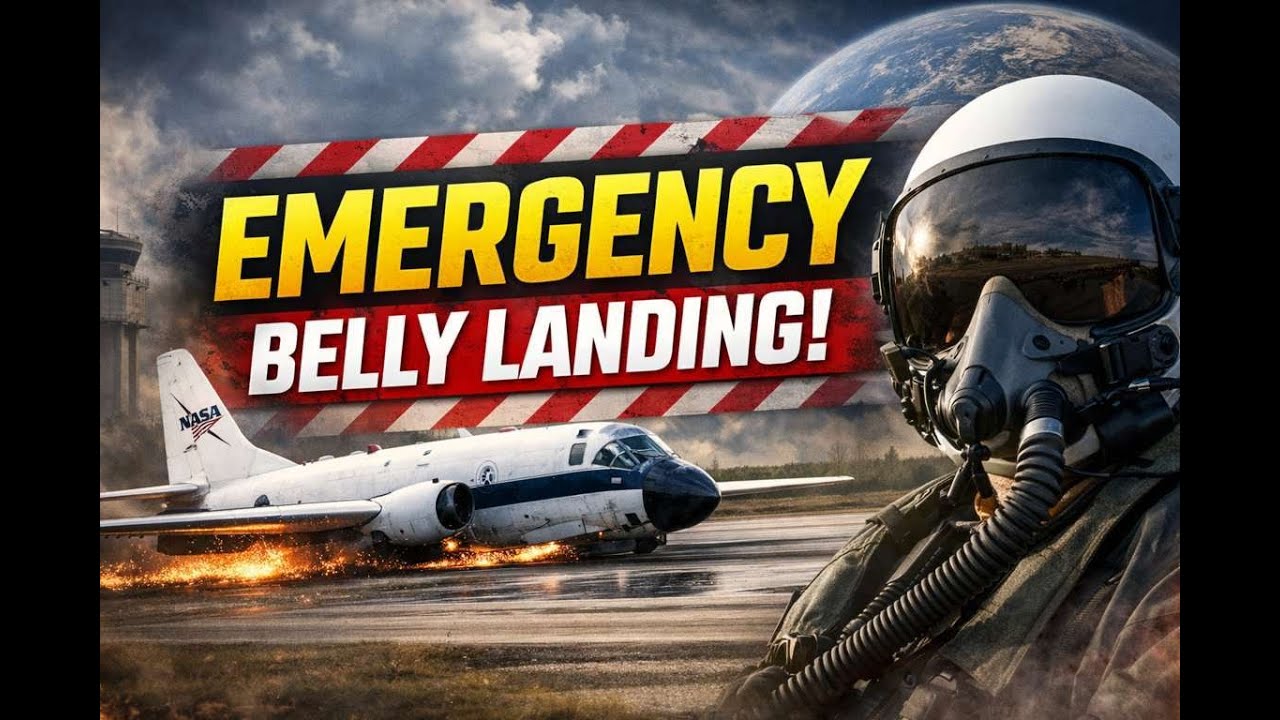 NASA WB-57 Belly Landing at Houston Ellington Field