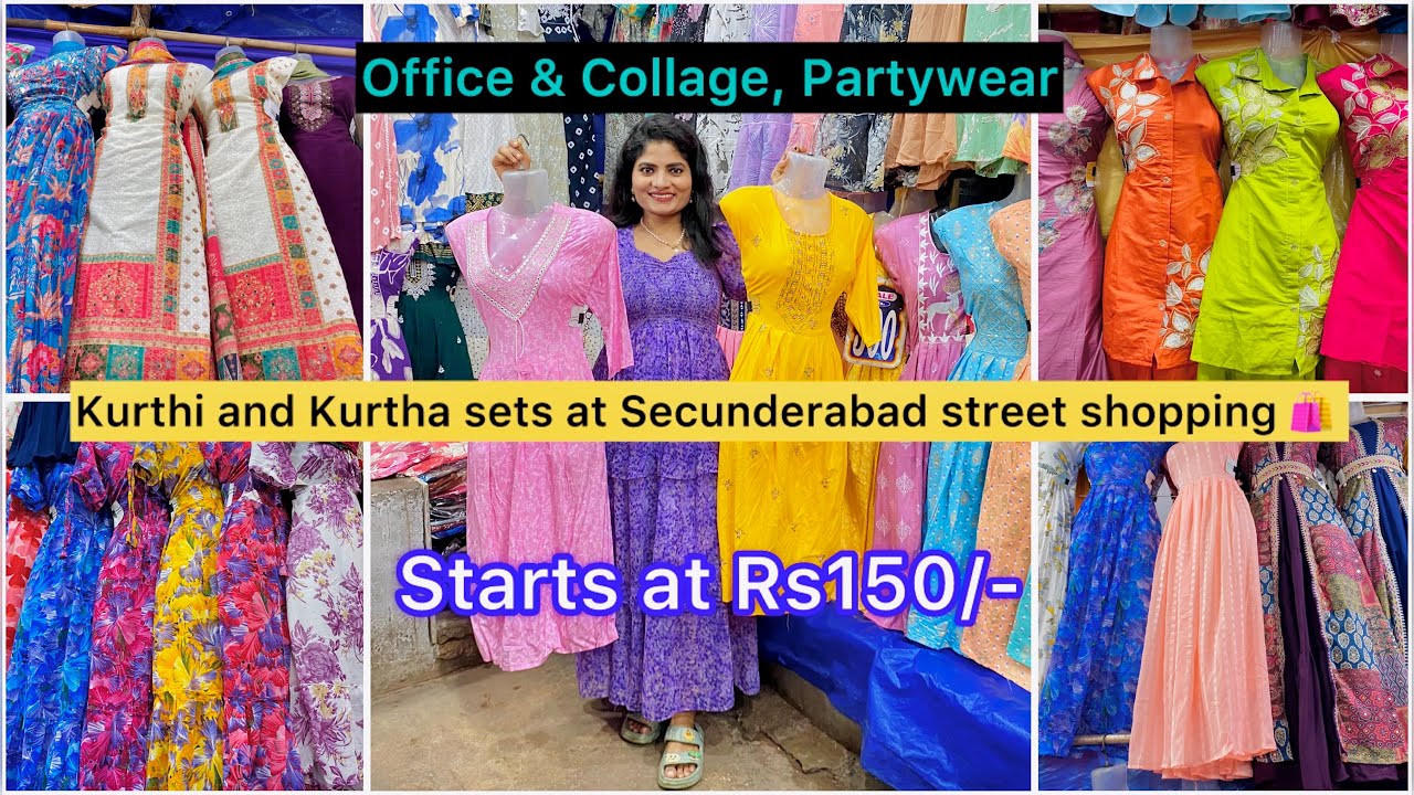 Party wear Kurthi and Kurtha sets at Secunderabad street shopping 🛍️ office&collage wear