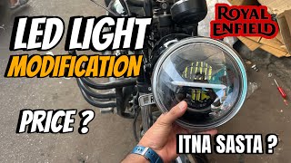 कम बजट में Royal Enfield LED Headlight Upgrade | White Minus Light Installed 😍