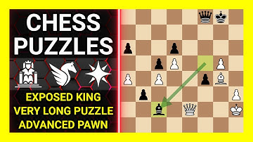 Chess Puzzles to Practice. Themes: Exposed king, Very long puzzle, Advanced pawn. Learn