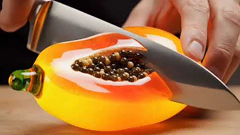 Cutting Glass Fruit papaya  ASMR #ai​ #aiart​ #asmrsounds​ #asmr​ #aiasmr​ #satisfyingvideo​ #trend