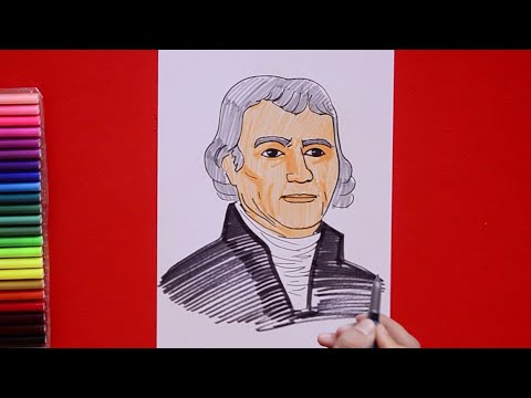 How to draw Thomas Jefferson (Founding Father/3rd President of USA)