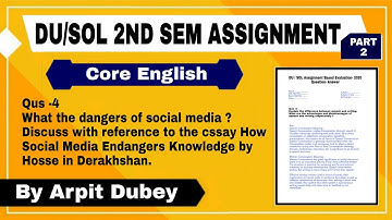DU/SOL 2nd Semster Assignment |  Core English - Language Through Literature Assignment 2020 | Qus -4