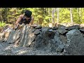 How To Build Stone Foundation for Log Cabin by Hand | 5.0 |One Man Traditional Log Cabin full series