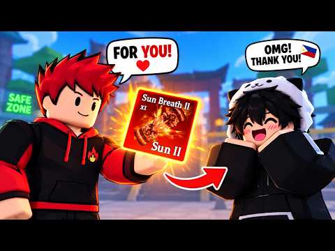 Giving Away Sun V2 to a Subscriber in Roblox Demon Blade...