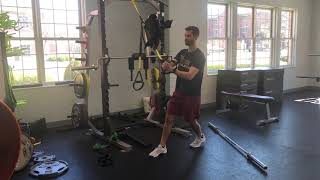 Single Arm TRX Split Stance Rotational Row to Palloff Press